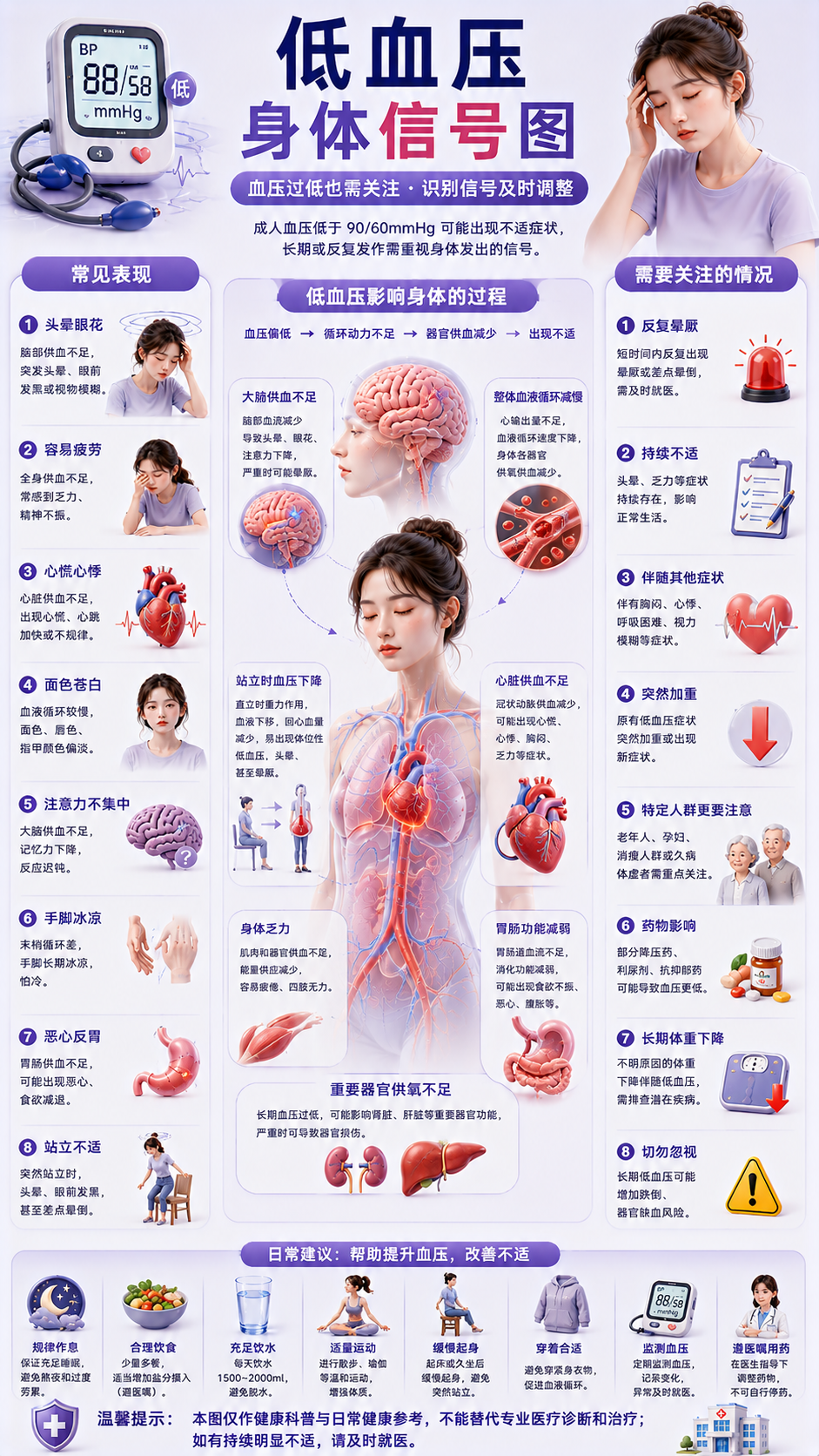 低血压身体信号图