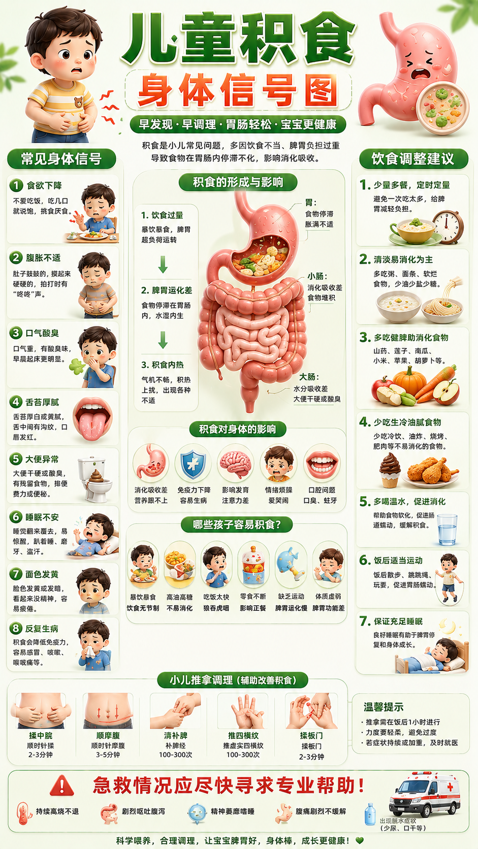 儿童积食身体信号图